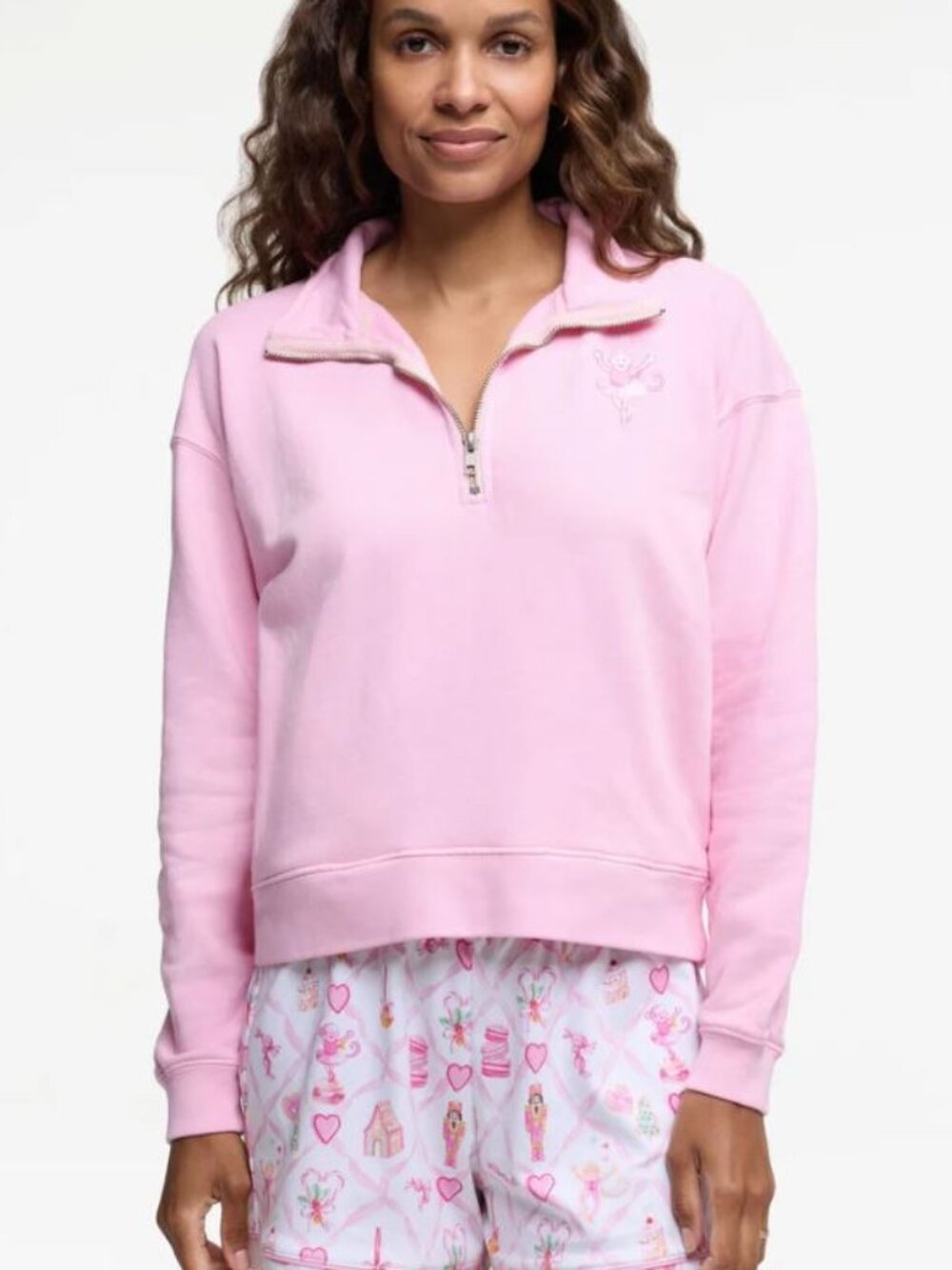Roller Rabbit X Love Shack Fancy Sweatshirt Sugarplum Lattice Half Zip Sz XL